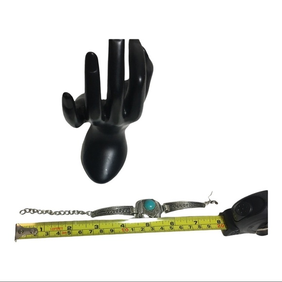 Bohemian style silver bracelet with elephant with trunk up and blue stone - Picture 8 of 8